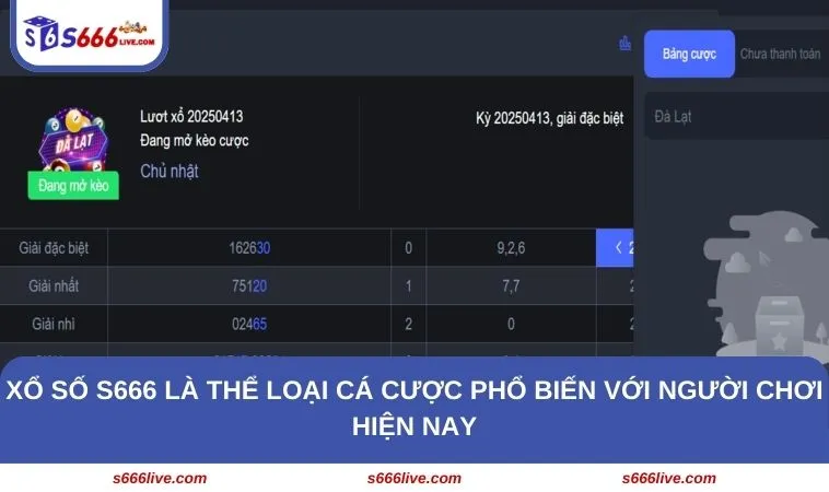 Xổ số S666 là thể loại cá cược phổ biến với người chơi hiện nay